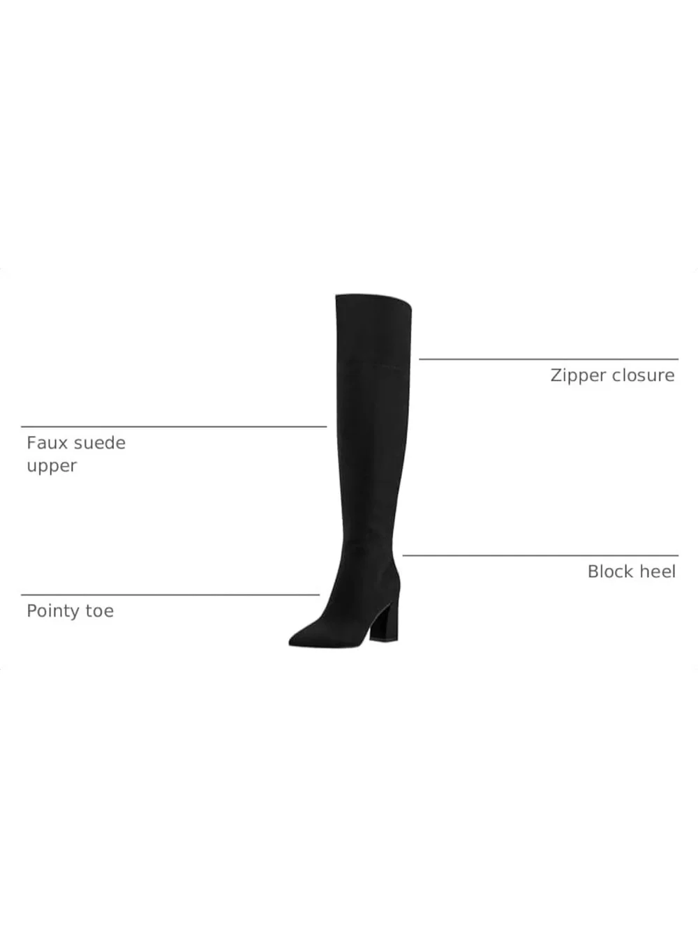 Marc Fisher Black Over-the-Knee Pointed Toe Block Heel Boots